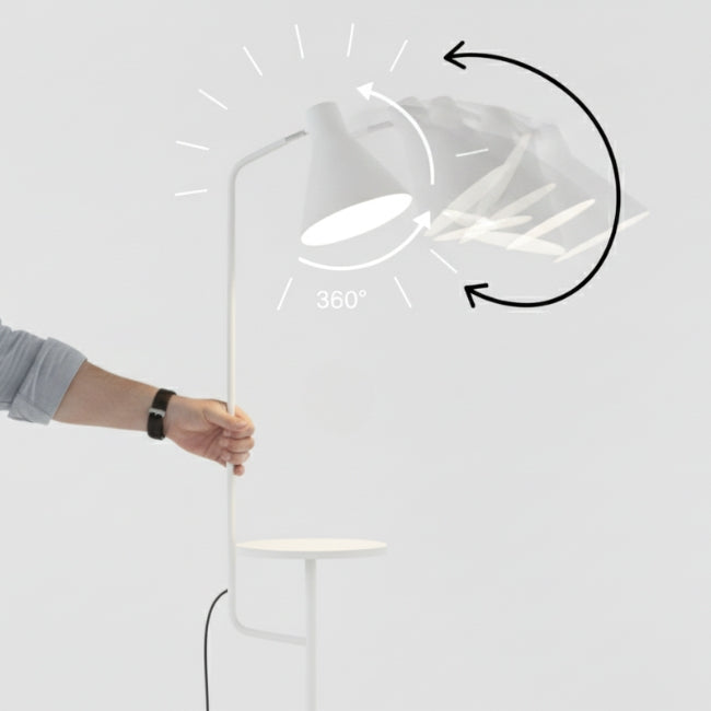 LÁMPARA DE PIE SCANDI TABLE WHITE CON MESA AUXILIAR - SIN FOCO