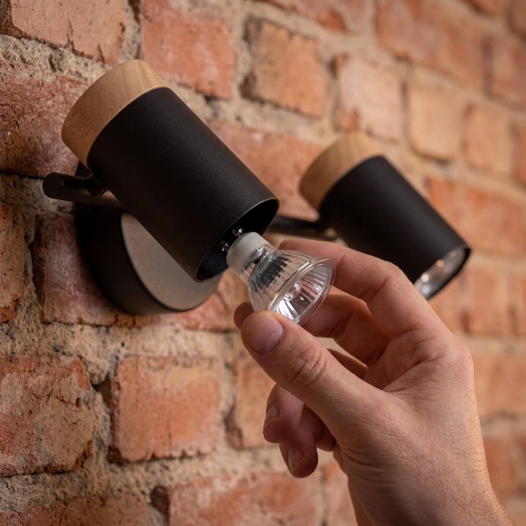 Instalación de foco GU10 en el spot negro, focos no incluidos