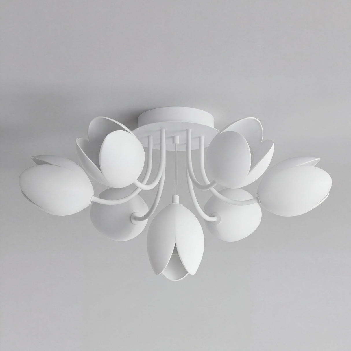 Lampara de techo blanca minimalista de 7 luces estilo sputnik para decoracion moderna