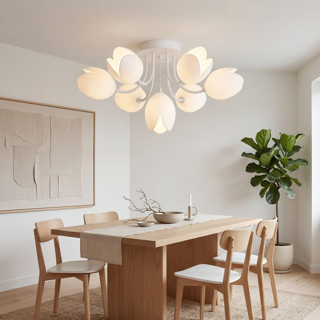 Lampara de techo para comedor moderno con iluminacion decorativa y diseño de petalos