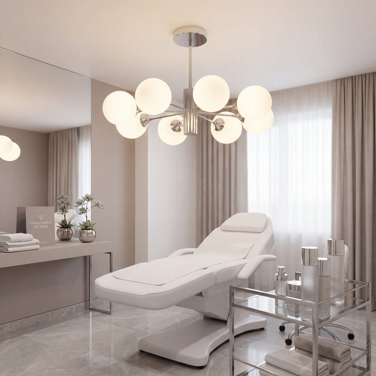 Lampara de techo para consultorio o spa con iluminacion profesional y diseno limpio