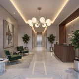 Lampara de techo para recibidor o hall de entrada moderna con acabado plateado