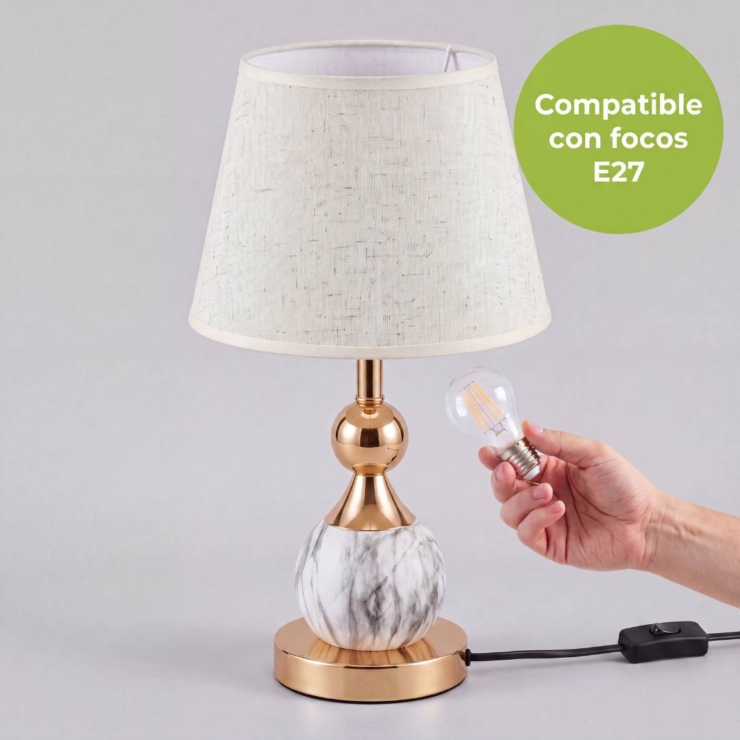 Instalación de foco en socket E27 de la lámpara Venus, foco no incluido