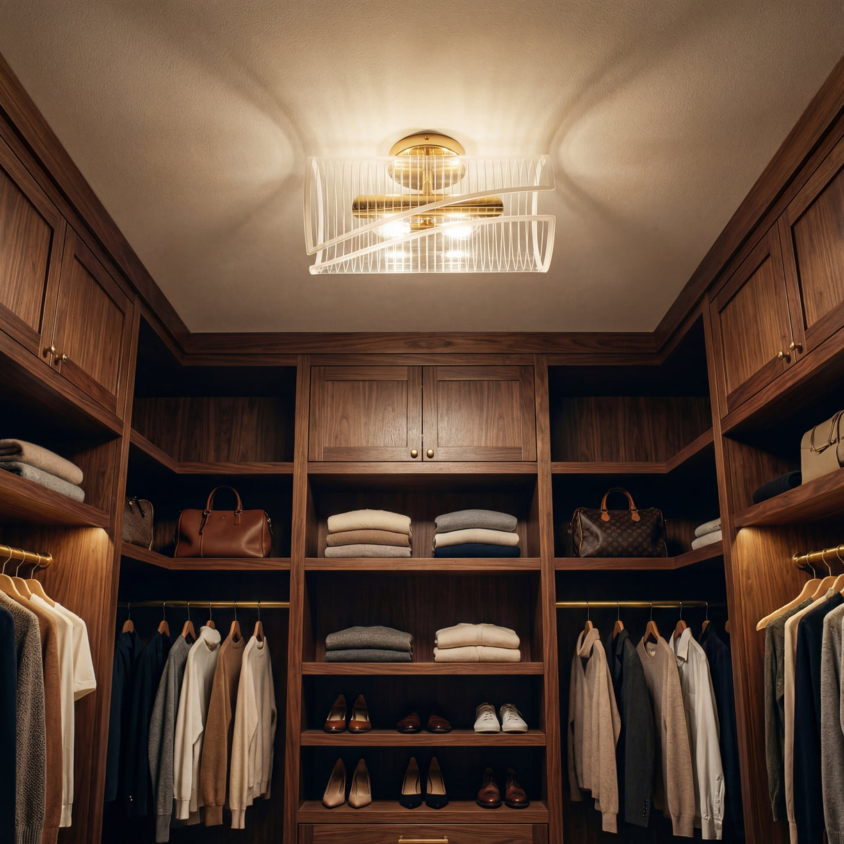 Lampara de techo tipo plafon pequeño para iluminacion de closet o vestidor.