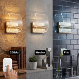 Comparativa de luz cálida, neutra y fría de la lámpara de pared Wave Gold.