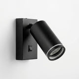 Cabezal cilíndrico de aluminio negro mate con articulación de alta calidad para orientación.
