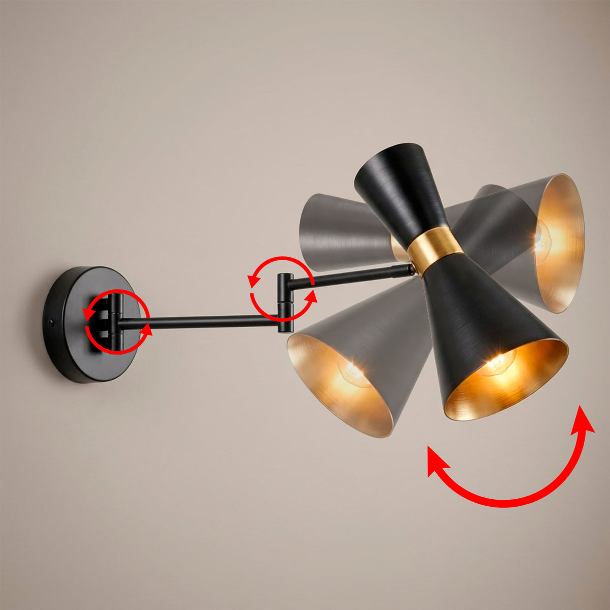 Ilustración del sistema articulado extensible para control de precisión sobre el haz de luz.