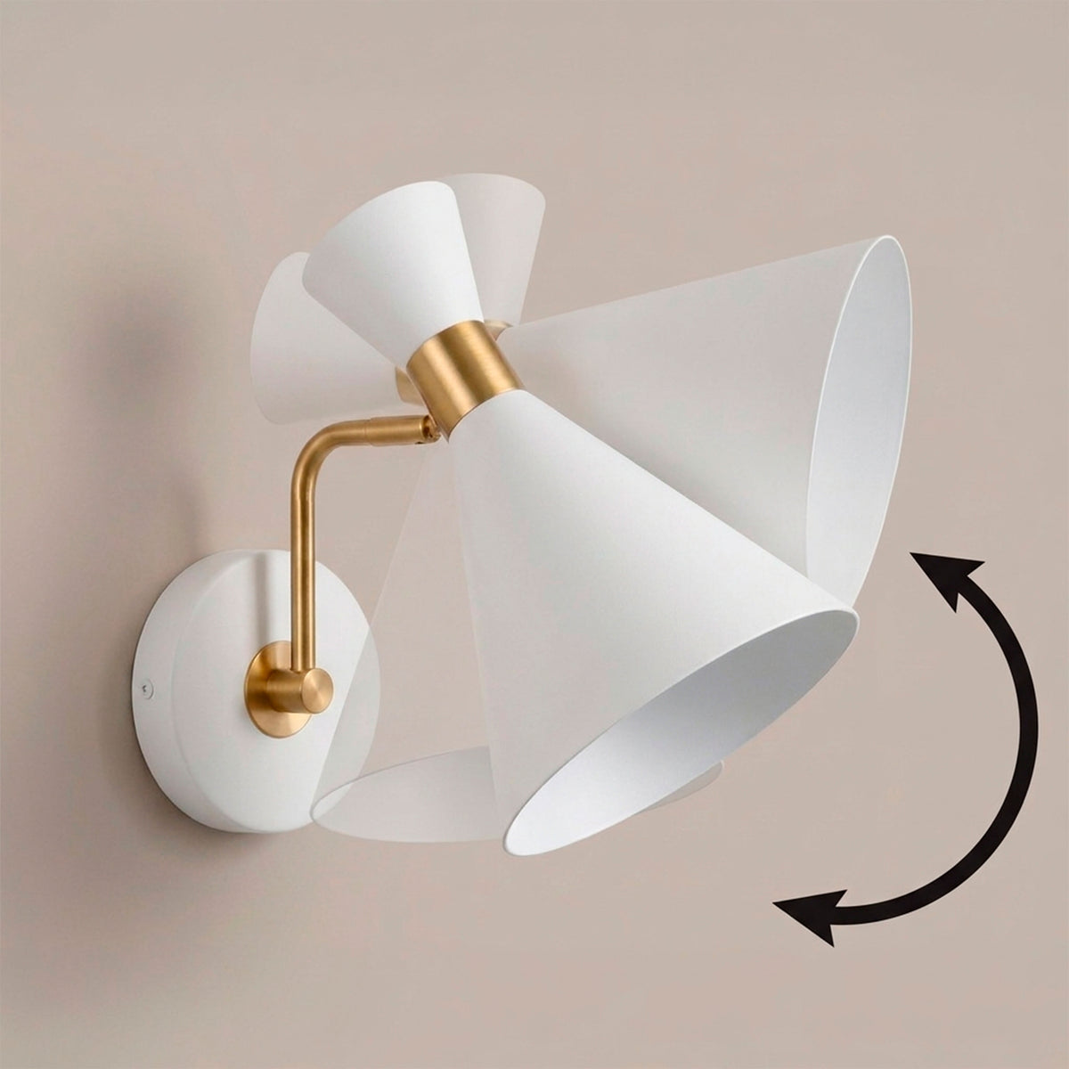 Gráfico explicativo del sistema articulado giratorio para control preciso del haz de luz.