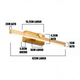 Infografía: 42cm de largo, 15.2cm de base y cabezal basculante ajustable.