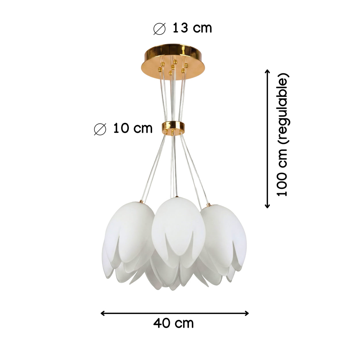 Diagrama de medidas: 40cm de ancho y altura regulable