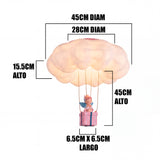 Infografía técnica: nube de 45cm de diámetro, altura total de 45cm y ángel de 6.5cm.