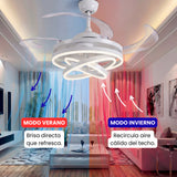 Infografía de flujo de aire dual: refresca en verano y recircula aire caliente en invierno.