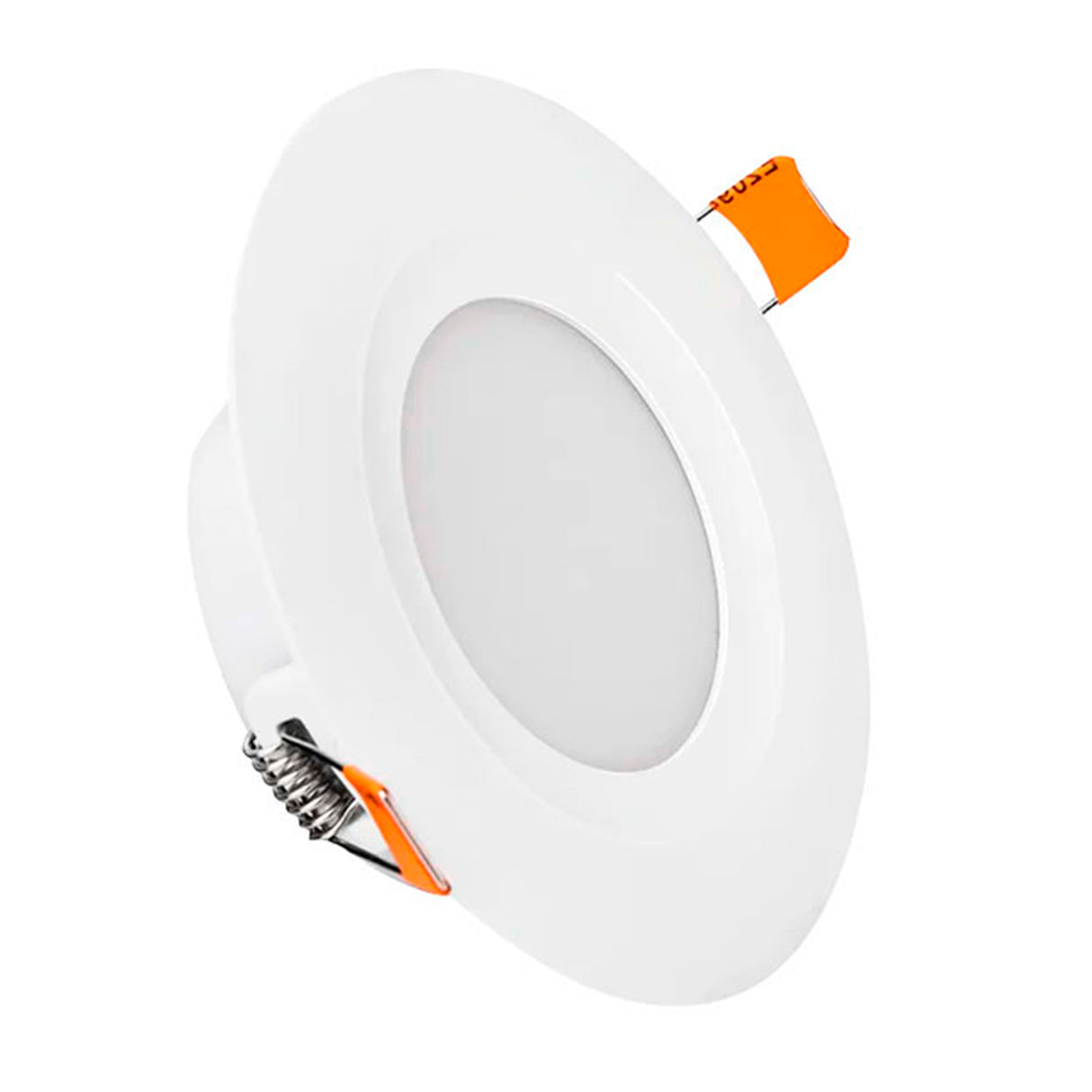 Luminaria spot LED de 12W con acabado blanco mate y difusor opalino para luz suave.