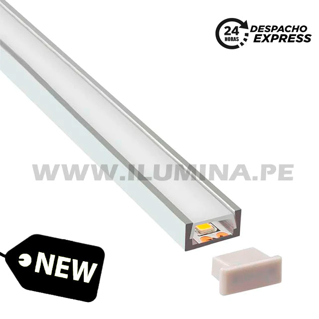 Perfil de Aluminio para Estantería con Tapa Continua para Tira LED
