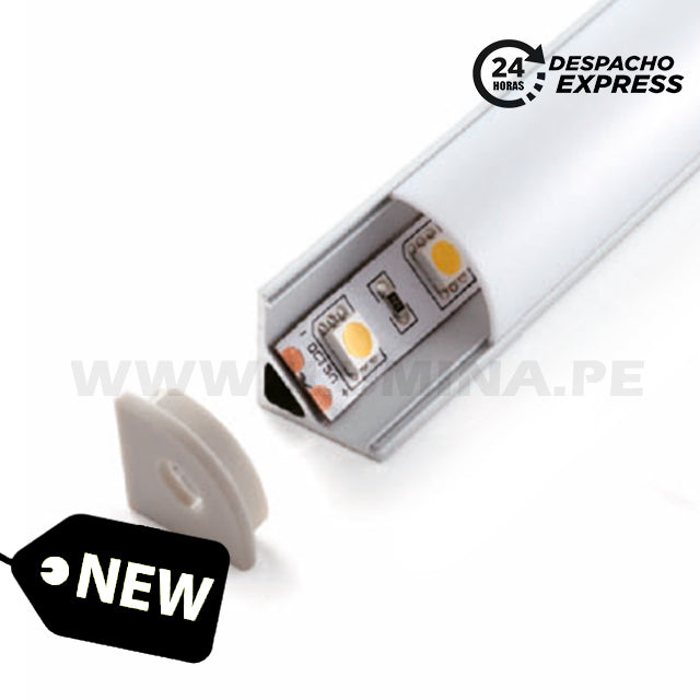 PERFIL ESQUINERO DE ALUMINIO 2.00MTS ADOSABLE PARA CINTA LED 601 ECOLA ...