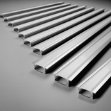 Conjunto de perfiles de aluminio extruido con difusor opal para integración lumínica lineal.