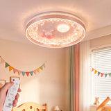 Plafón de techo circular temático con escultura de conejita y relieve lunar para iluminación infantil.