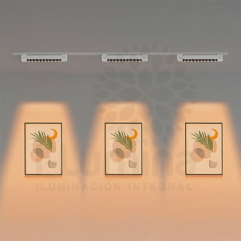 SPOT LED GRILLA WHITE PARA RIEL 20W 10LEDS  LUZ CÁLIDA