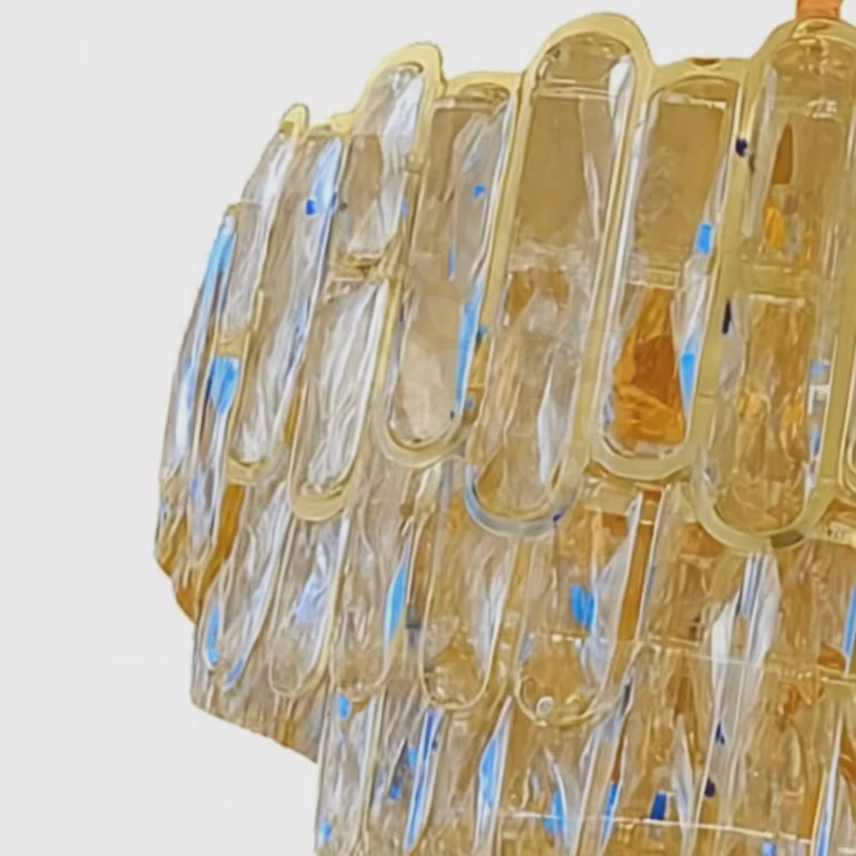 LÁMPARA COLGANTE LED RANIA KRYSTAL GOLD + FOCO VELA E14 4W TRANSP LUZ CÁLIDA