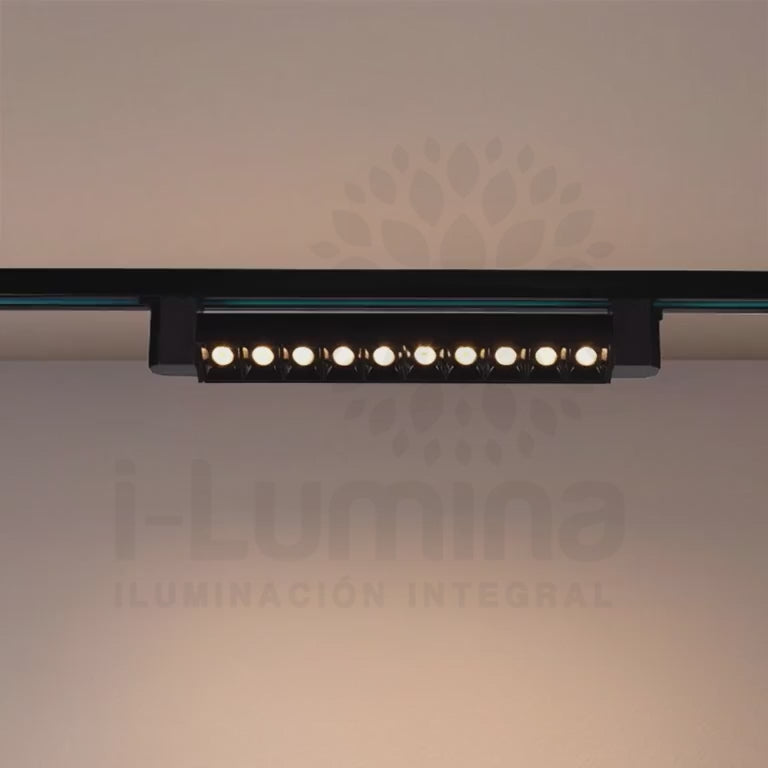 SPOT LED GRILLA BLACK PARA RIEL 20W 10LEDS LUZ CÁLIDA