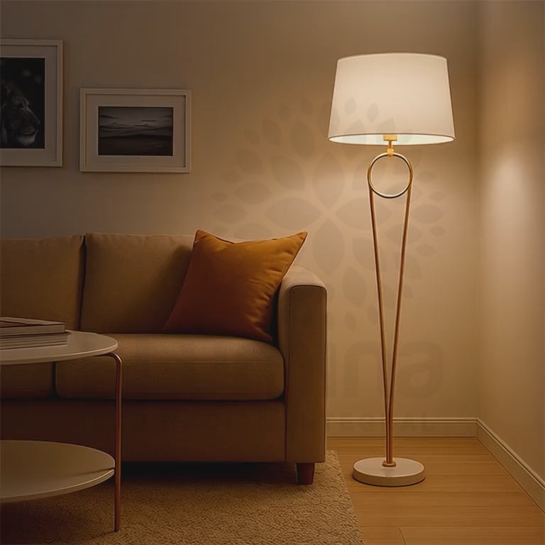 LÁMPARA DE PIE OLINDA GOLD AND WHITE - SIN FOCO