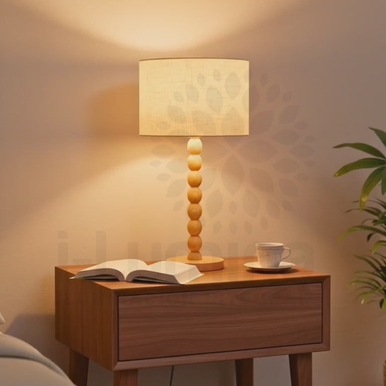 LÁMPARA DE MESA WOOD BUBBLES BOHO NATURAL - SIN FOCO