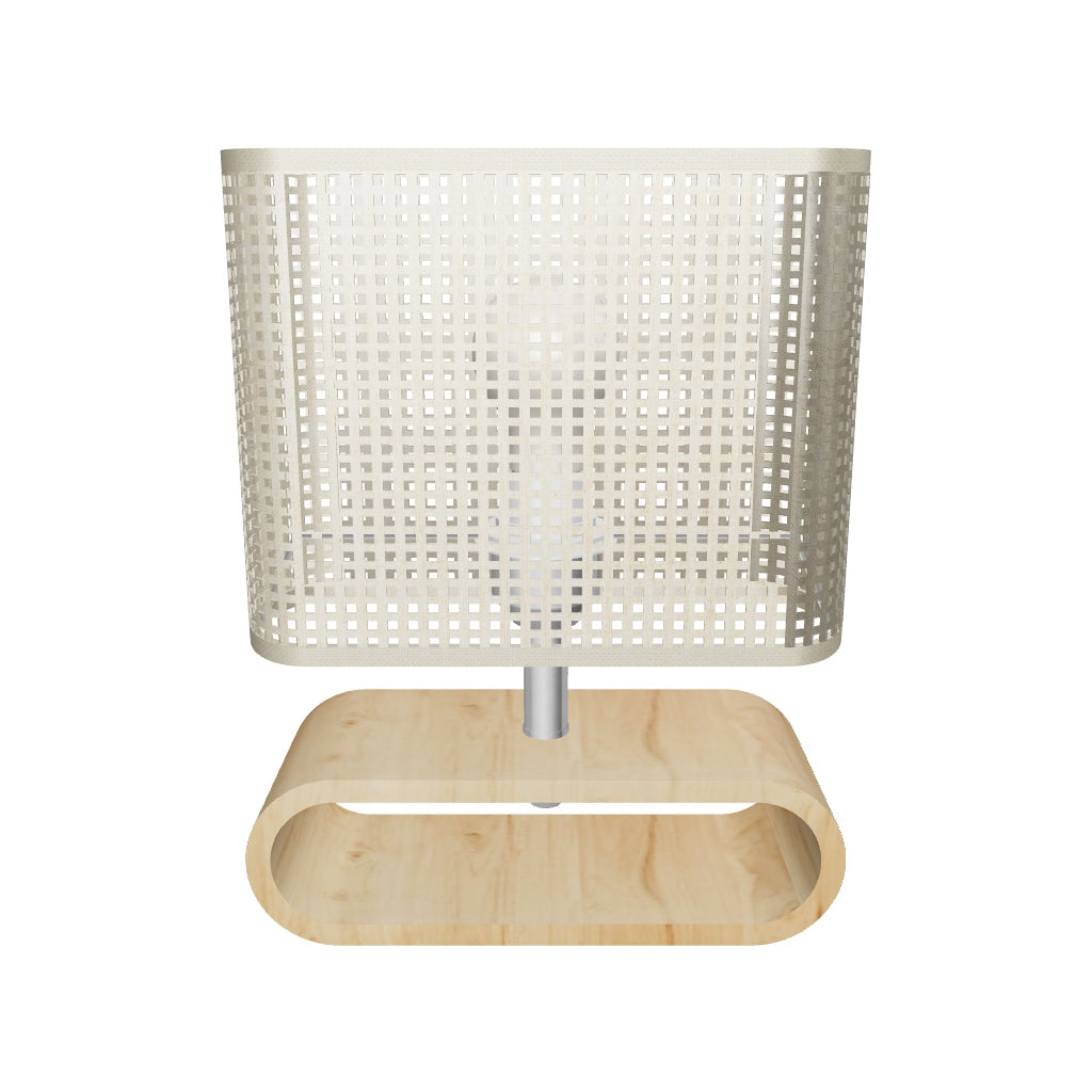 LÁMPARA DE MESA DE MADERA IRIS CABLE BLANCO + FOCO LED 12W LUZ CÁLIDA