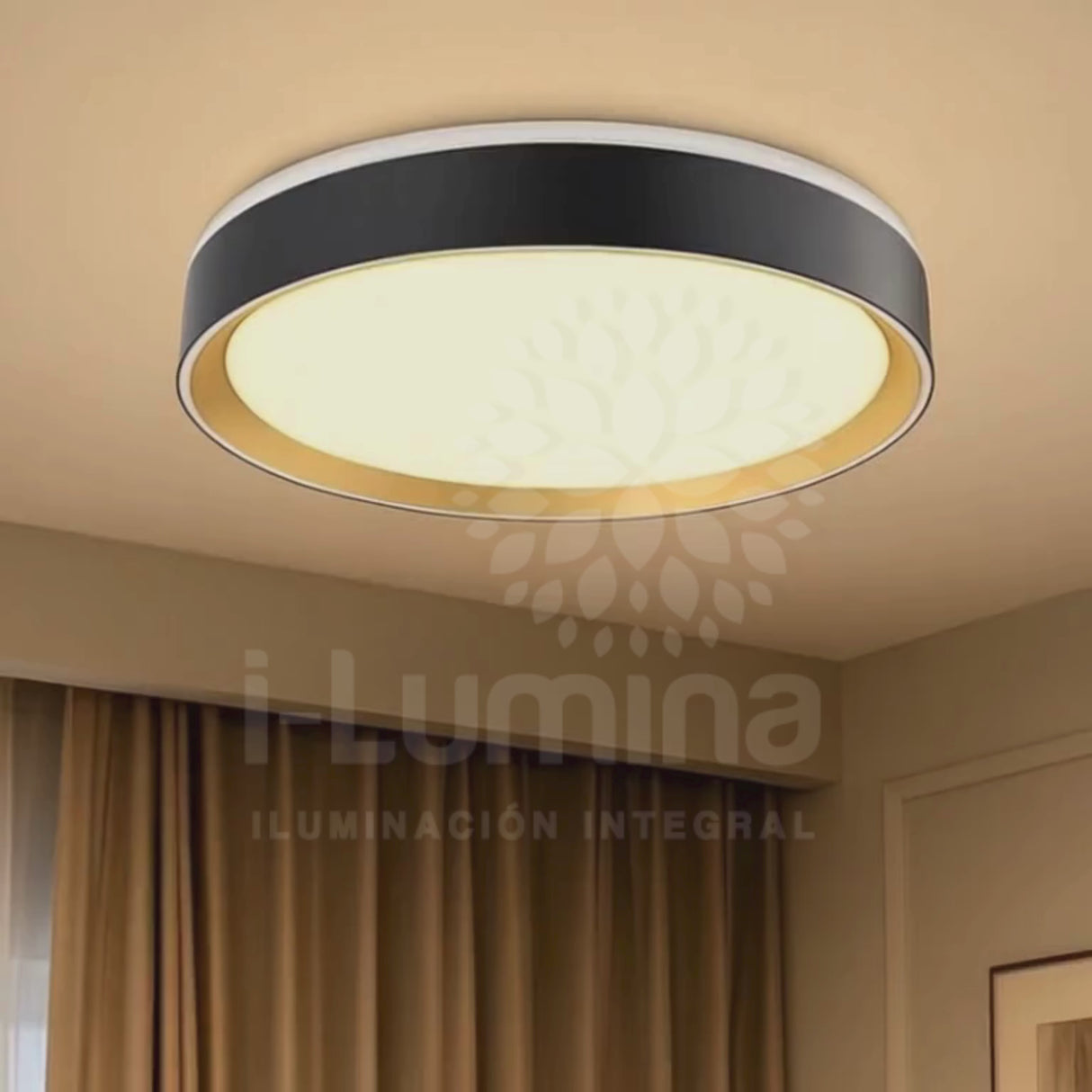 LÁMPARA DE TECHO CLAUDIA LED BLACK AND GOLD 30W + CONTROL REMOTO