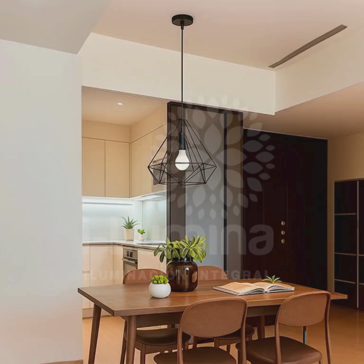 LÁMPARA COLGANTE TIPO JAULA DIAMOND BLACK - SIN FOCO