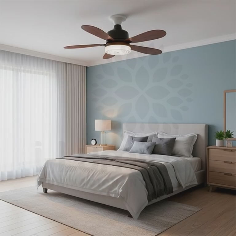 FOCO VENTILADOR LED AIR-5 MASTER COOL BLACK AND NOGAL 18W + CONTROL REMOTO