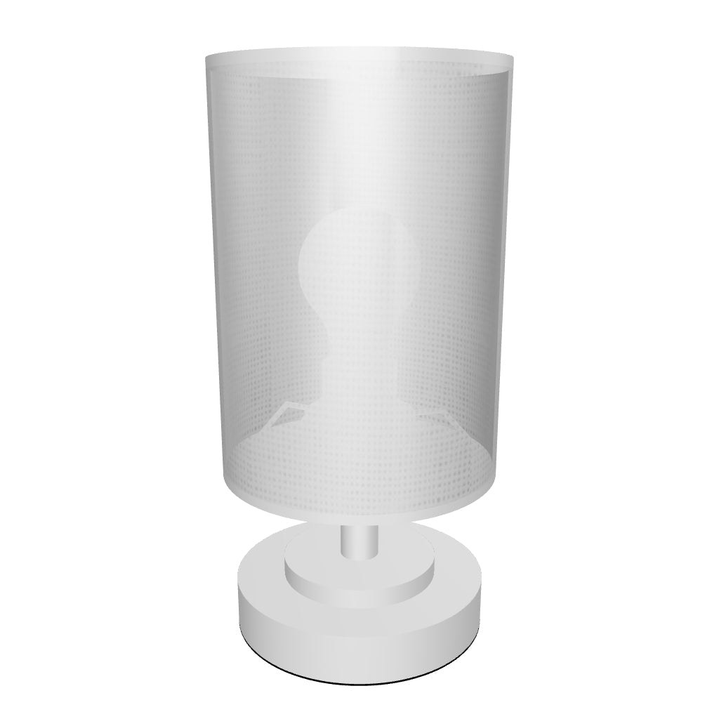 LÁMPARA DE MESA LINEAL ANGELA + FOCO LED TRANSPARENTE A60 4W LUZ CÁLIDA