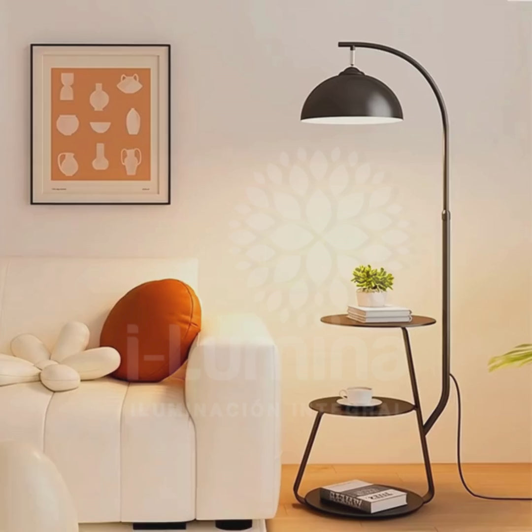 LÁMPARA DE PIE PASQUALINA BLACK LED CON MESA / SIN FOCO