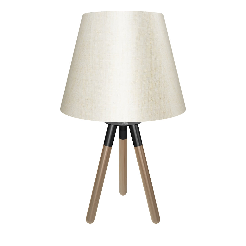 LÁMPARA DE MESA DE MADERA TRÍPODE GRECIA - SIN FOCO