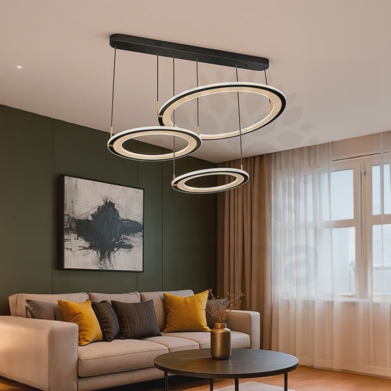 LÁMPARA COLGANTE VENUS TRÍO BLACK LED + CONTROL REMOTO