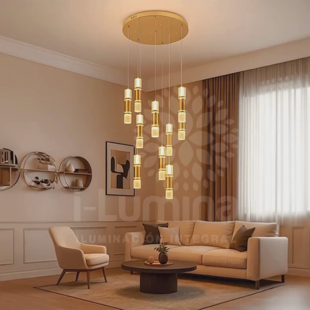 LÁMPARA COLGANTE PREMIUM BAHAMAS GOLD LED + CONTROL REMOTO