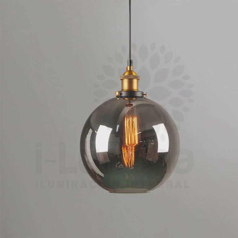 LÁMPARA COLGANTE ESFERA DE VIDRIO TERRALUNA BLACK / SIN FOCO