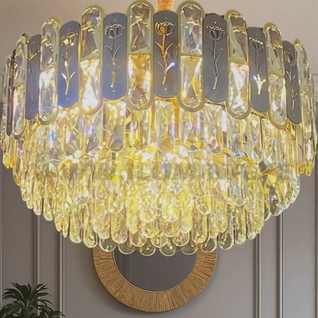 LÁMPARA COLGANTE ZAHRA KRYSTAL GOLD - SIN FOCO