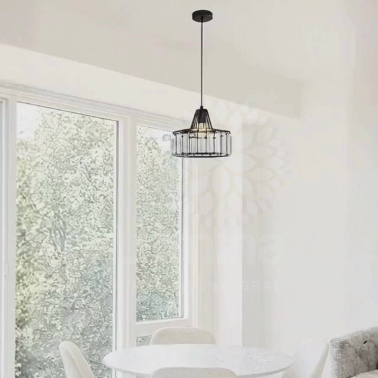 LÁMPARA COLGANTE KRYSTAL SAMANTA BLACK + FOCO LED 12W LUZ CÁLIDA