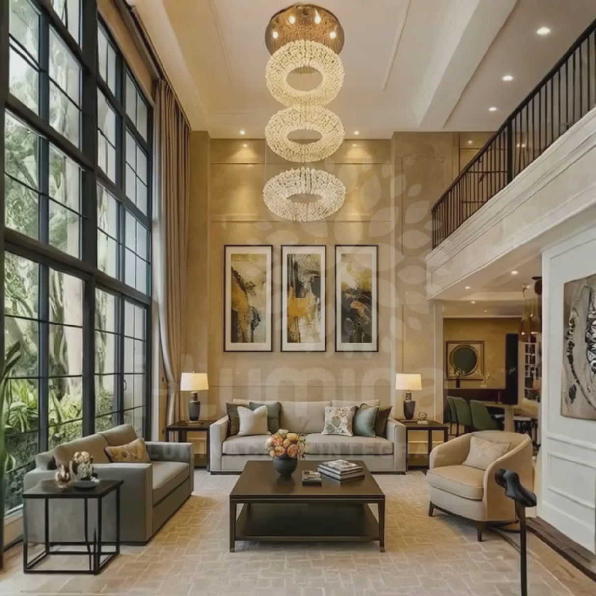 LÁMPARA COLGANTE KRYSTAL LOREAL LED + CONTROL REMOTO