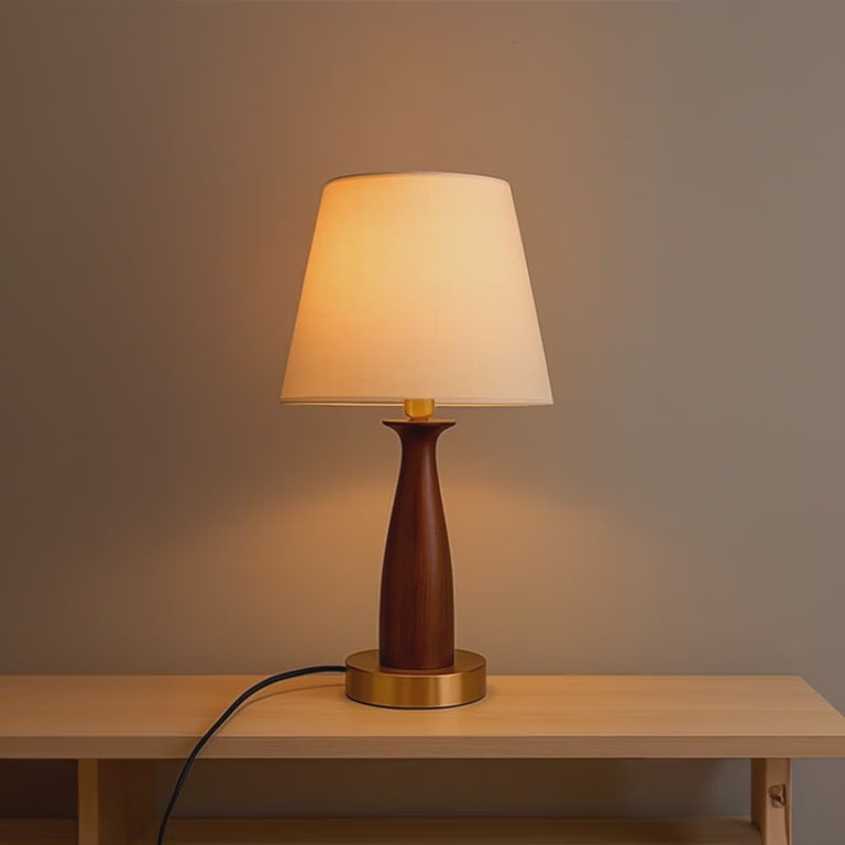 LÁMPARA DE MESA DE MADERA VENUS + FOCO LED 12W LUZ CÁLIDA