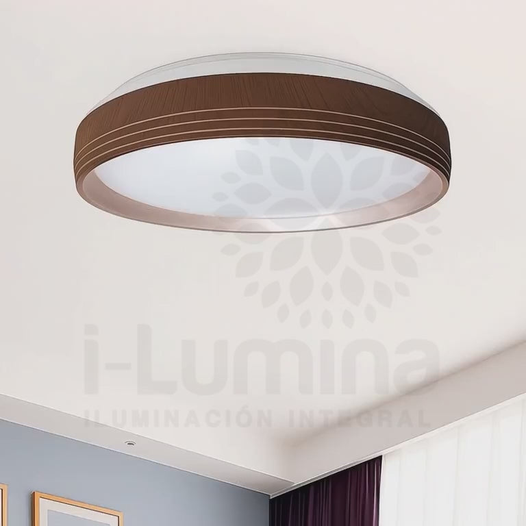LÁMPARA DE TECHO MALASIA LED NOGAL 30W + CONTROL REMOTO
