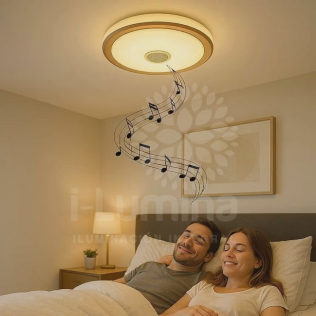 PLAFÓN LED 36W COFFEE PARLANTE BLUETOOTH + CONTROL REMOTO