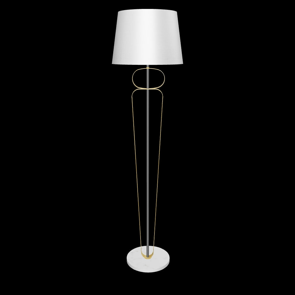 Modelado tridimensional de catálogo de la lámpara Dayan Gold and Black sobre fondo blanco.