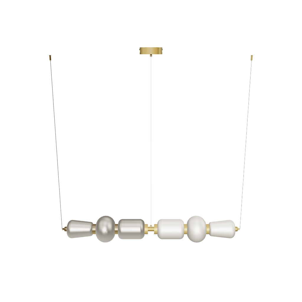 LÁMPARA COLGANTE LED PEBBLE LINE WHITE AND GOLD + CONTROL REMOTO
