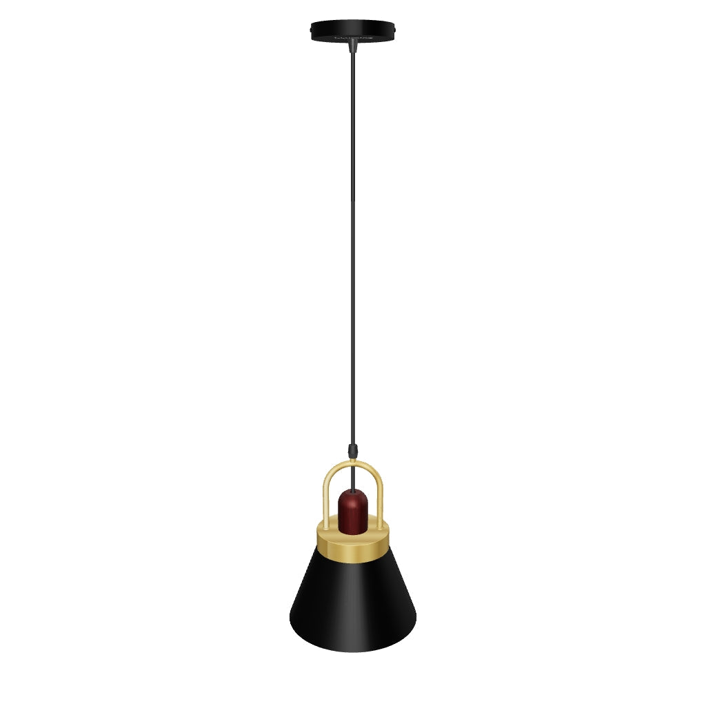 LÁMPARA COLGANTE CAMPANA DE ALUMINIO MARGARITA BLACK AND GOLD / SIN FOCO