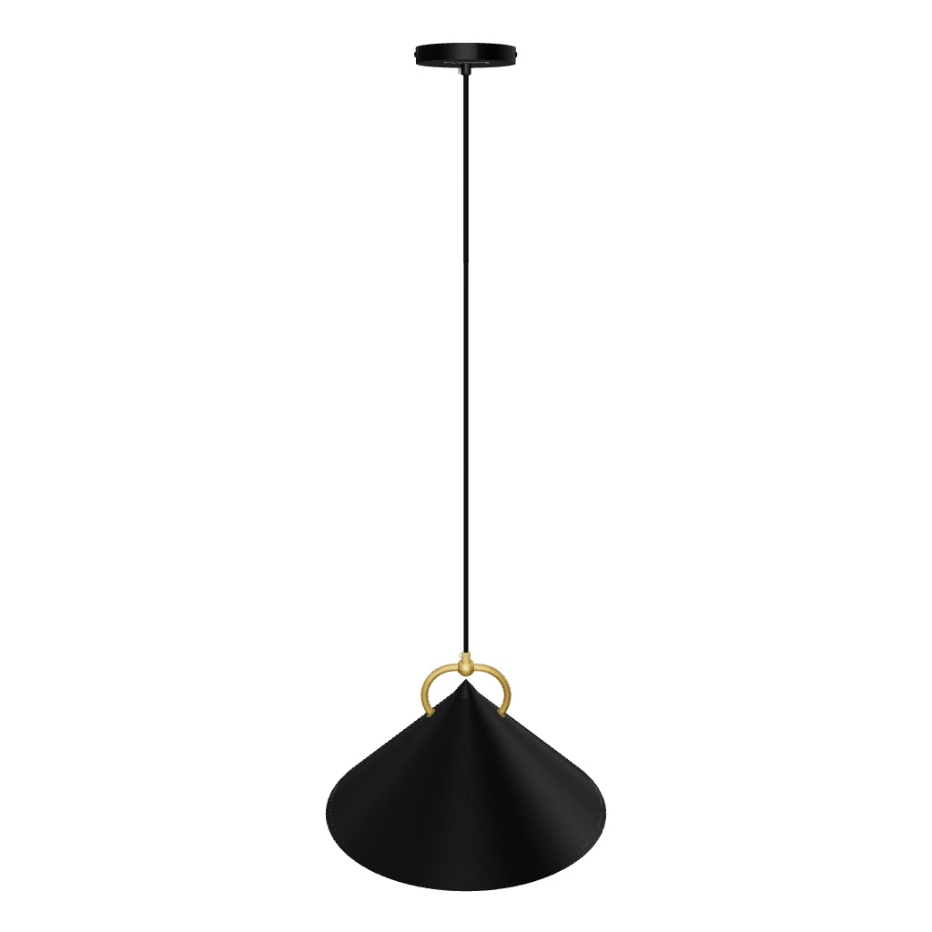 LÁMPARA COLGANTE CAMPANA DE ALUMINIO DELHI BLACK AND GOLD / SIN FOCO
