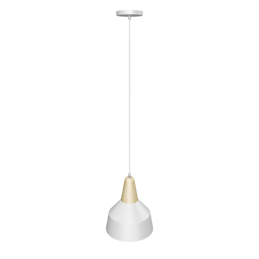 LÁMPARA COLGANTE CAMPANA DE ALUMINIO CALIFORNIA WHITE AND WOOD / SIN FOCO