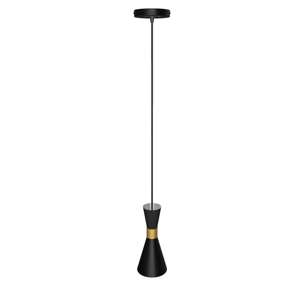 LÁMPARA COLGANTE CAMPANA DE ALUMINIO CAMBRIDGE BLACK AND GOLD / SIN FOCO