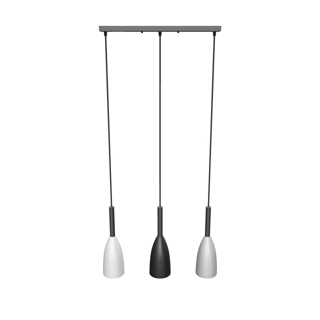 LÁMPARA COLGANTE TRIO CAMPANA DE ALUMINIO TOKYO GRAY BLACK AND WHITE / SIN FOCO