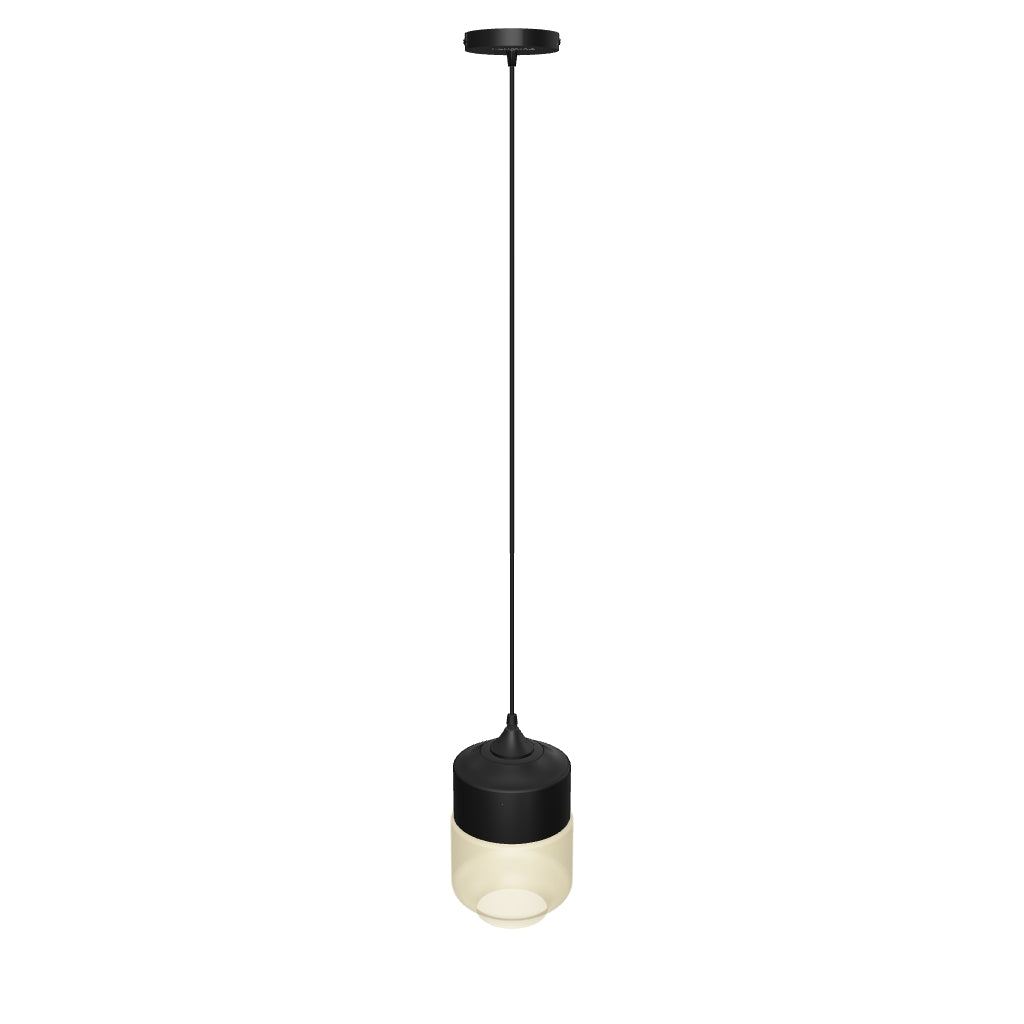 LÁMPARA COLGANTE CILINDRO DE VIDRIO GABRIELA BLACK AMBAR / SIN FOCO